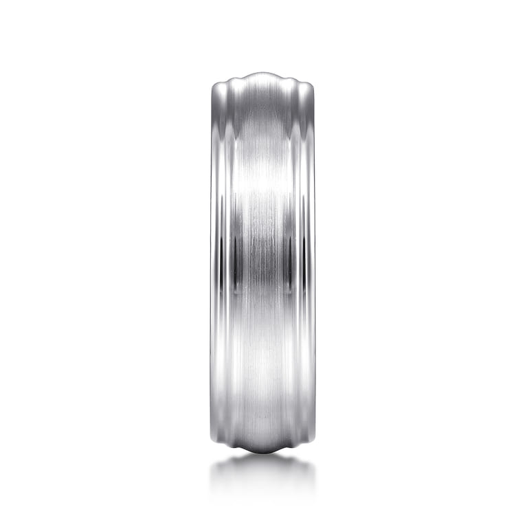 Declan - 14K White Gold 6mm - Carved Men's Wedding Band in Satin Finish - Shot 4