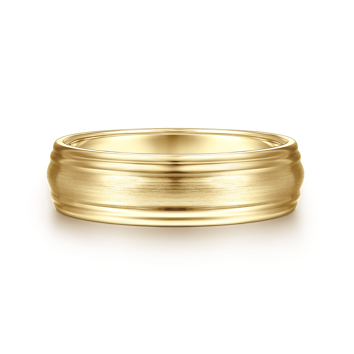 Declan - 14K Yellow Gold 6mm - Carved Men's Wedding Band in Satin Finish - Shot 1