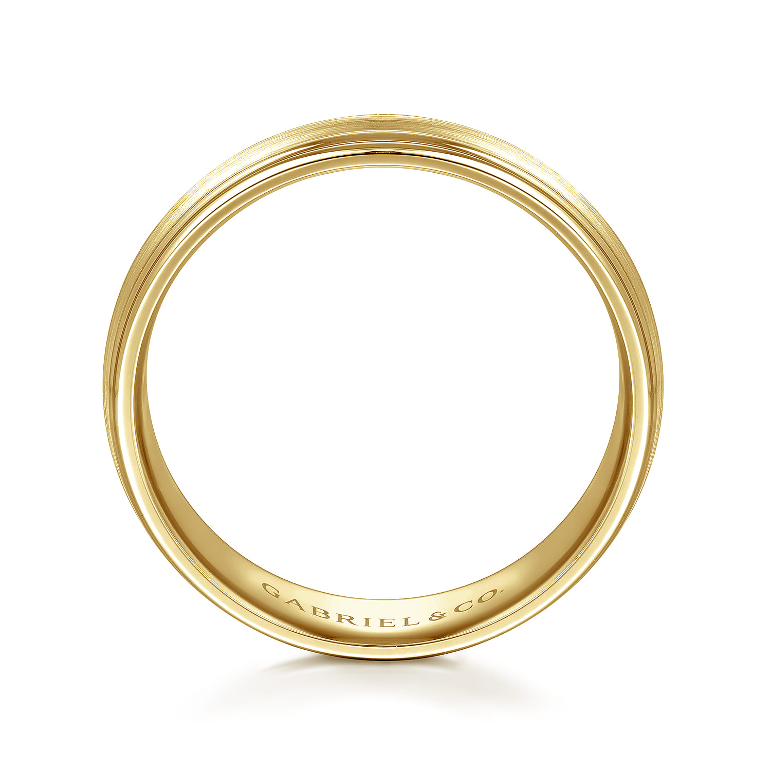 Declan - 14K Yellow Gold 6mm - Carved Men's Wedding Band in Satin Finish - Shot 2