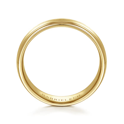 Declan - 14K Yellow Gold 6mm - Carved Men's Wedding Band in Satin Finish