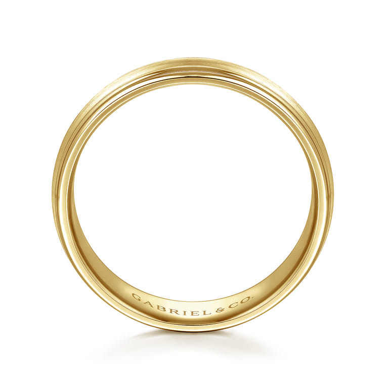 Declan - 14K Yellow Gold 6mm - Carved Men's Wedding Band in Satin Finish - Shot 2
