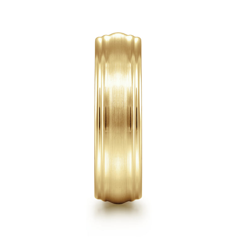 Declan - 14K Yellow Gold 6mm - Carved Men's Wedding Band in Satin Finish - Shot 4