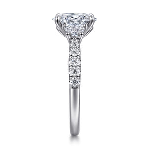 Dee - 14K White Gold Oval Three Stone Lotus Diamond Engagement Ring