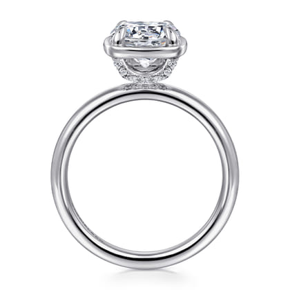 Deedie - 14K White Gold Bezel Prong Round Diamond Engagement Ring