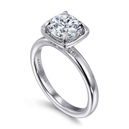 Deedie - 14K White Gold Bezel Prong Round Diamond Engagement Ring