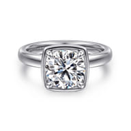 Deedie - 14K White Gold Bezel Prong Round Diamond Engagement Ring