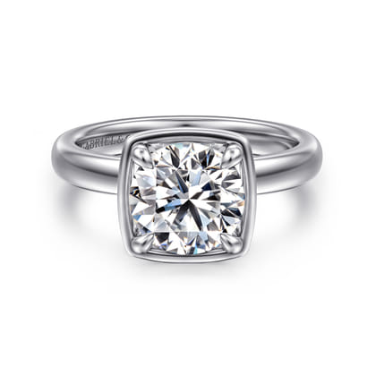 Deedie - 14K White Gold Bezel Prong Round Diamond Engagement Ring