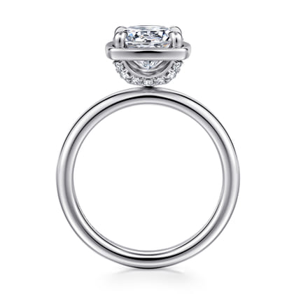 Deedie - 14K White Gold Bezel Prong Round Diamond Engagement Ring