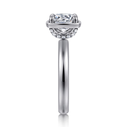 Deedie - 14K White Gold Bezel Prong Round Diamond Engagement Ring