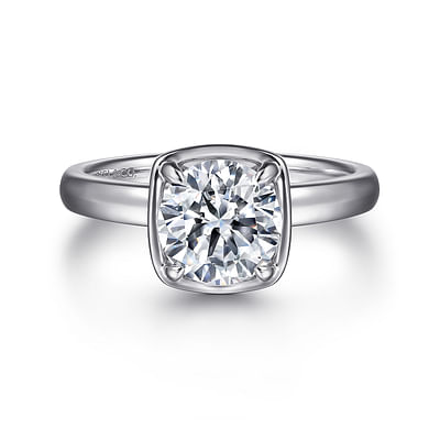 Deedie - 14K White Gold Round Diamond Engagement Ring