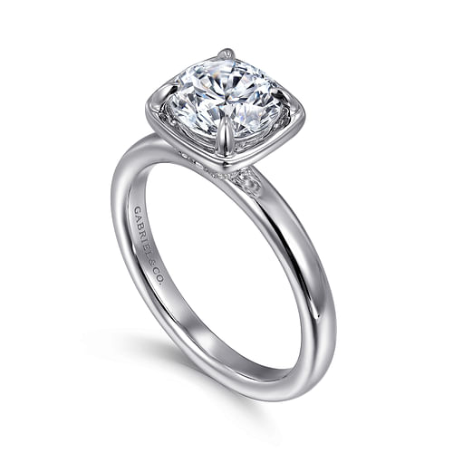 Deedie - 14K White Gold Round Diamond Engagement Ring - 0.12 ct - Shot 3