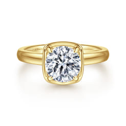 Deedie - 14K Yellow Gold Bezel Prong Round Diamond Engagement Ring