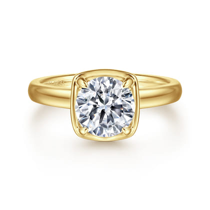 Deedie - 14K Yellow Gold Bezel Prong Round Diamond Engagement Ring