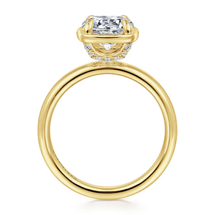 Deedie - 14K Yellow Gold Bezel Prong Round Diamond Engagement Ring