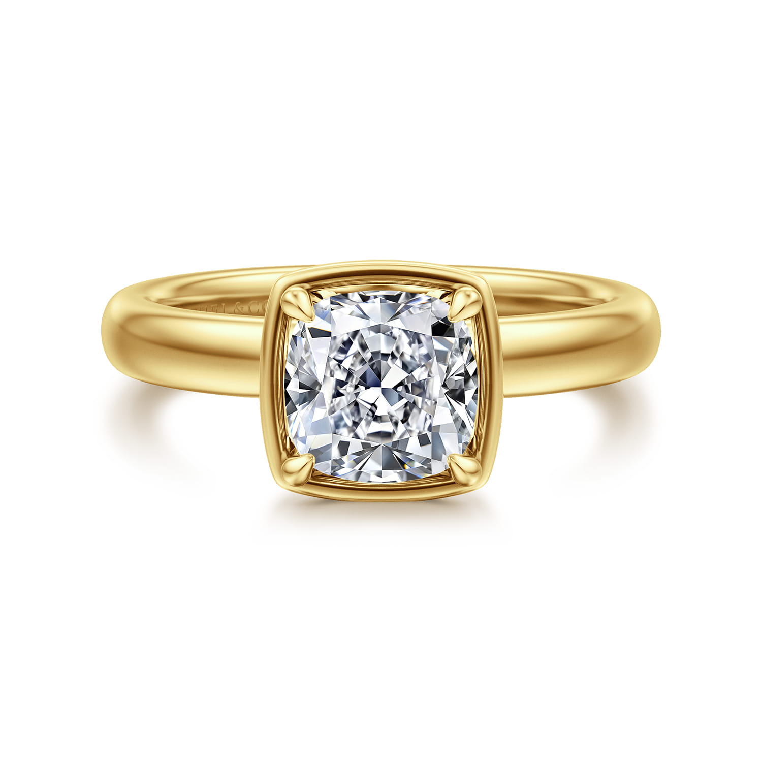 Deedie - 14K Yellow Gold Cushion Cut Diamond Engagement Ring