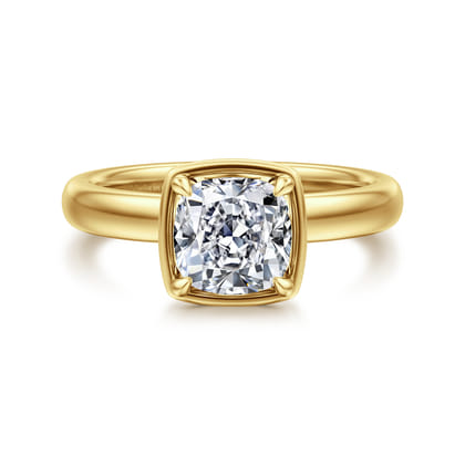 Deedie - 14K Yellow Gold Cushion Cut Diamond Engagement Ring