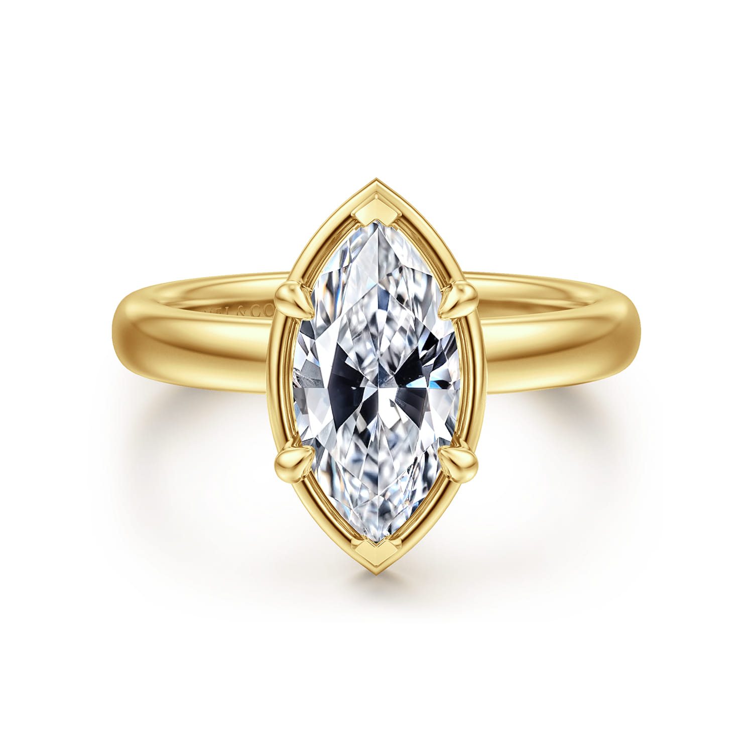 Deedie - 14K Yellow Gold Marquise Shape Diamond Engagement Ring