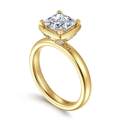 Deedie - 14K Yellow Gold Princess Cut Diamond Engagement Ring