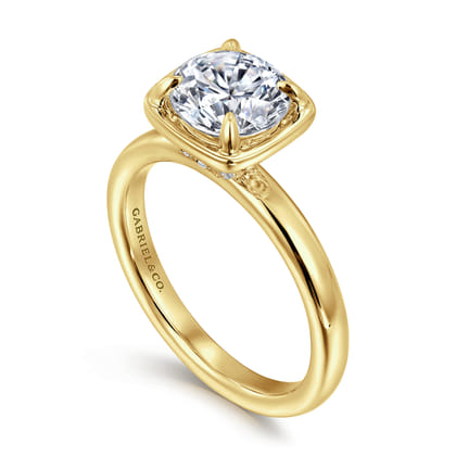 Deedie - 14K Yellow Gold Round Diamond Engagement Ring