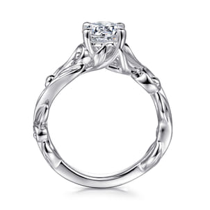 Deigna - 14K White Gold Split Shank Round Diamond Engagement Ring