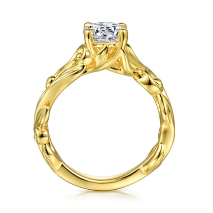 Deigna - 14K Yellow Gold Split Shank Round Diamond Engagement Ring