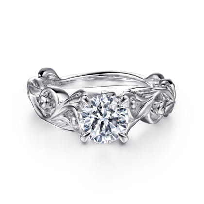 Deigna - Platinum Split Shank Round Diamond Solitaire Engagement Ring