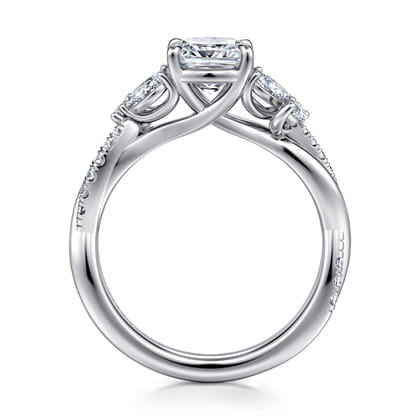 Deisha - 14K White Gold Twisted Cushion Cut Diamond Engagement Ring