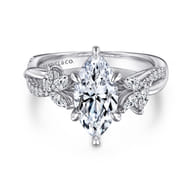 Deisha - 14K White Gold Twisted Marquise Shape Diamond Engagement Ring