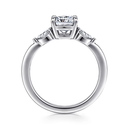 Dela - 14K White Gold Cushion Cut Three Stone Diamond Engagement Ring