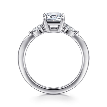 Dela - 14K White Gold Emerald Cut Three Stone Diamond Engagement Ring