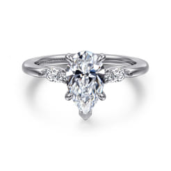 Dela - 14K White Gold Princess Cut Three Stone Diamond Engagement Ring