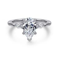 Dela - 14K White Gold Princess Cut Three Stone Diamond Engagement Ring