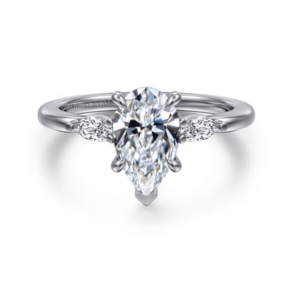 Dela - 14K White Gold Princess Cut Three Stone Diamond Engagement Ring