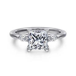 Dela - 14K White Gold Princess Cut Three Stone Diamond Engagement Ring