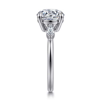 Dela - 14K White Gold Round Three Stone Diamond Engagement Ring