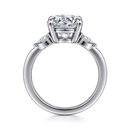 Dela - 14K White Gold Round Three Stone Diamond Engagement Ring