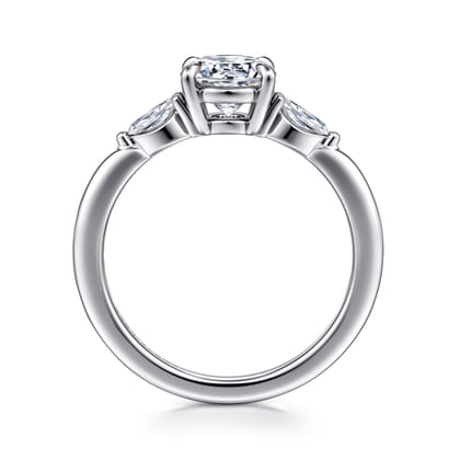 Dela - 14K White Gold Round Three Stone Diamond Engagement Ring