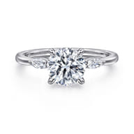Dela - 14K White Gold Round Three Stone Diamond Engagement Ring