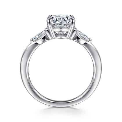 Dela - 14K White Gold Round Three Stone Diamond Engagement Ring