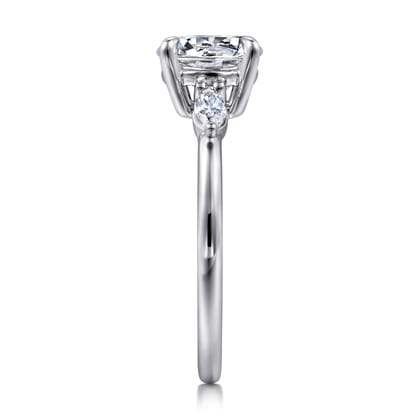 Dela - 14K White Gold Round Three Stone Diamond Engagement Ring