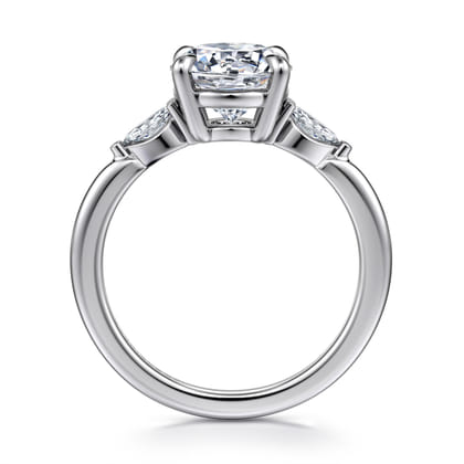 Dela - 14K White Gold Round Three Stone Diamond Engagement Ring