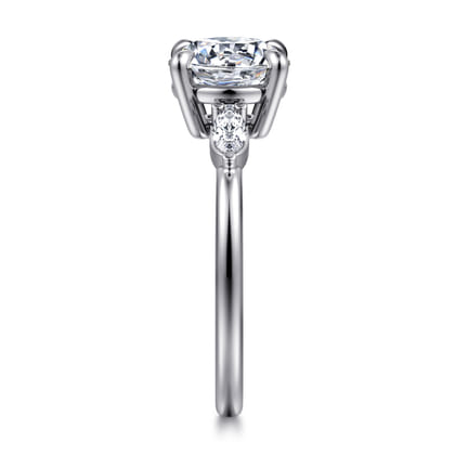 Dela - 14K White Gold Round Three Stone Diamond Engagement Ring