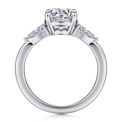 Dela - 14K White Gold Round Three Stone Diamond Engagement Ring