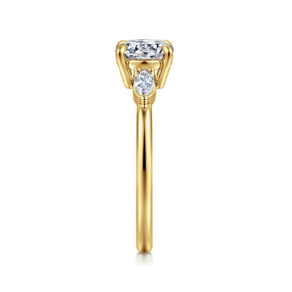 Dela - 14K Yellow Gold Floral Round Diamond Engagement Ring