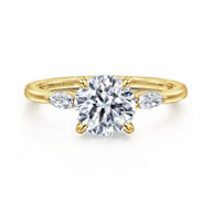 Dela - 14K Yellow Gold Round Three Stone Diamond Engagement Ring
