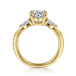 Dela - 14K Yellow Gold Round Three Stone Diamond Engagement Ring