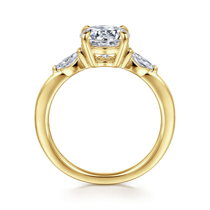 Dela - 14K Yellow Gold Round Three Stone Diamond Engagement Ring