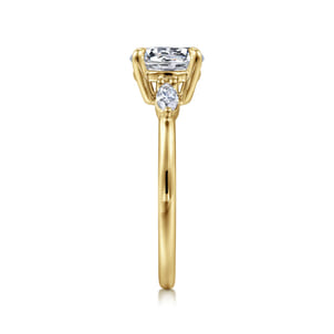 Dela - 14K Yellow Gold Round Three Stone Diamond Engagement Ring