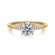 Dela - 14K Yellow Gold Three Stone Round Diamond Engagement Ring