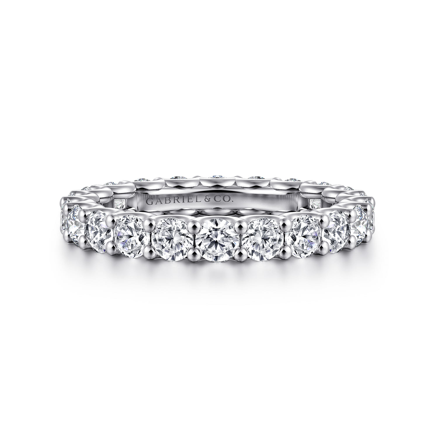Eternity Band Wedding Ring in 14k White Gold with Round Natural Diamond at Gabriel & Co. - Shot 1